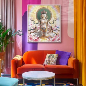 Arte mural de Tara Blanca / Diosa budista de la sanación imprimible / Decoración de meditación espiritual / Descarga instantánea