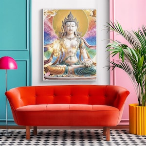 Impresión de Tara Blanca / Arte curativo de la diosa budista / Descarga instantánea