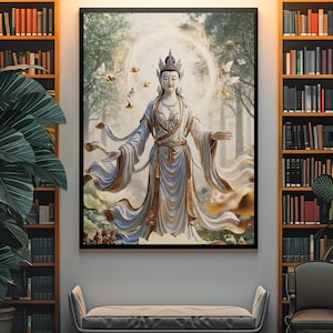Arte mural de Tara Blanca / Arte imprimible de la diosa budista / Decoración zen para el hogar, descarga digital curativa