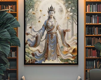 White Tara Wall Art | Buddhist Goddess Printable Art | Zen Home Decor,Healing Digital Download