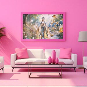 Arte mural de Tara Blanca / Arte imprimible de la diosa budista / Decoración zen para el hogar / Descarga digital curativa
