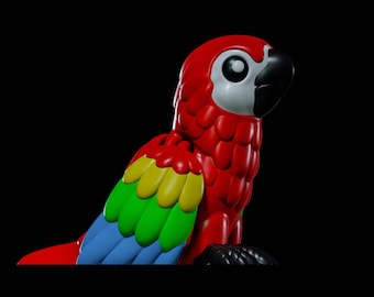 Plik STL z maskotką Flexi Parrot z brelokiem do druku 3D