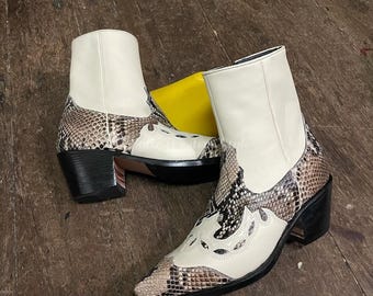 Stivaletti fatti a mano in vera pelle di pitone / Scarpe naturali, Calzature da uomo