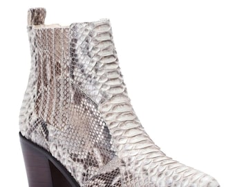 Stivaletti fatti a mano in vera pelle di pitone / Scarpe naturali, Calzature da uomo