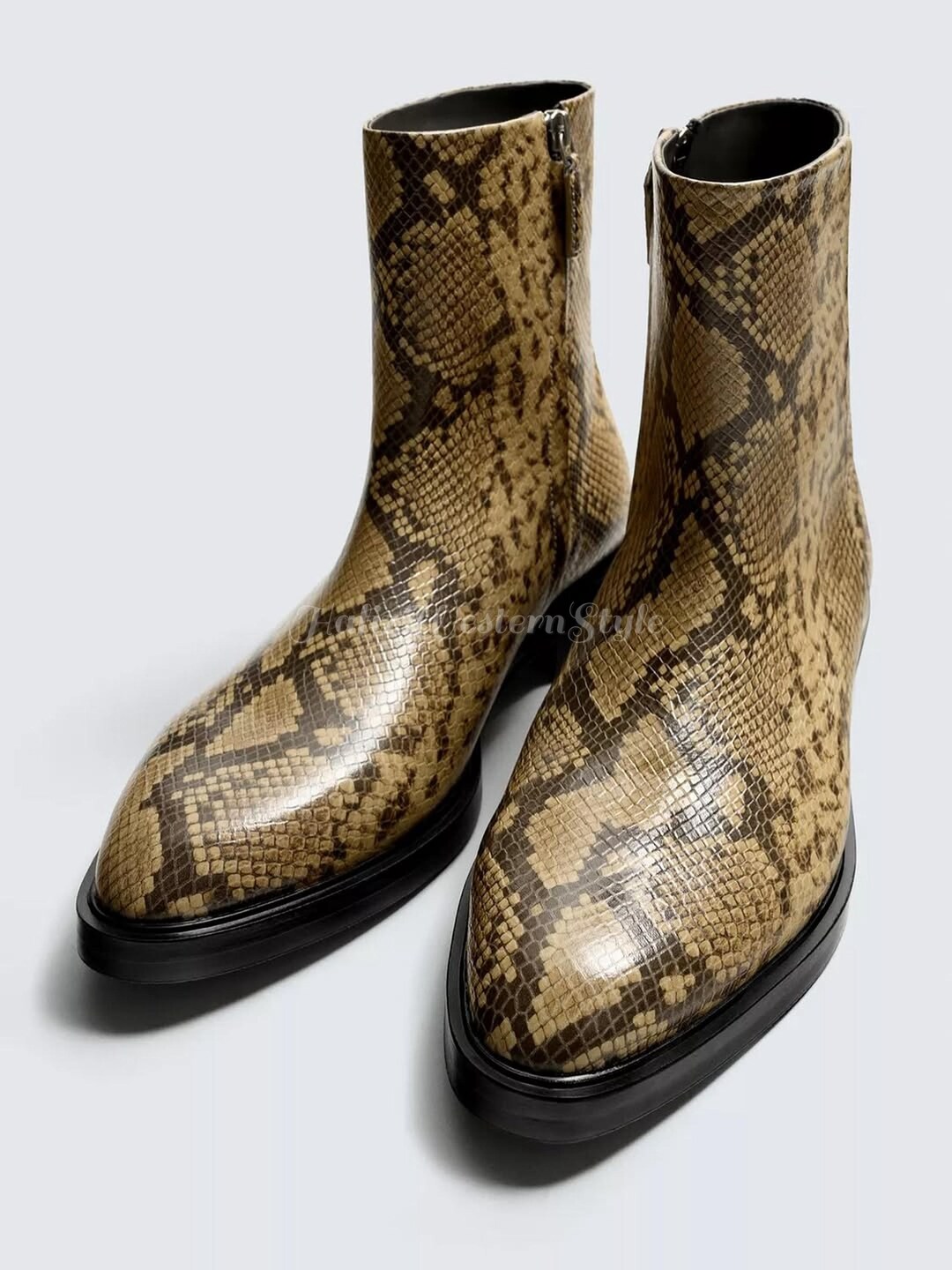 Genuine Leather, Python Skin Handmade Ankle Boots | Brown Shoes, Men's ...