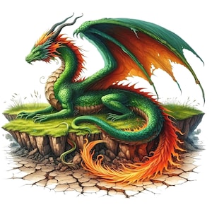 52 Elemental Dragons Clipart Bundle | Fantasy Mythical Creatures, Nature, Storm (Digital Download)