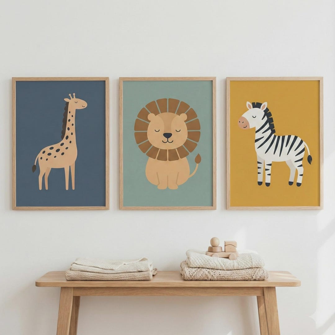 Safari Animal Nursery Prints, Boho Kids Room Decor (digital Download ...
