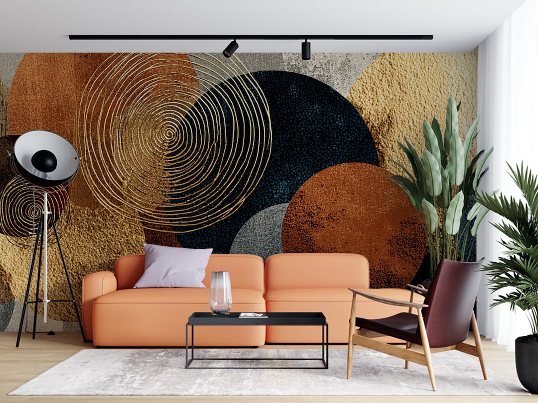 Abstract Wallpaper Geometric Mural Modern Peel Stick Textured Removable ...