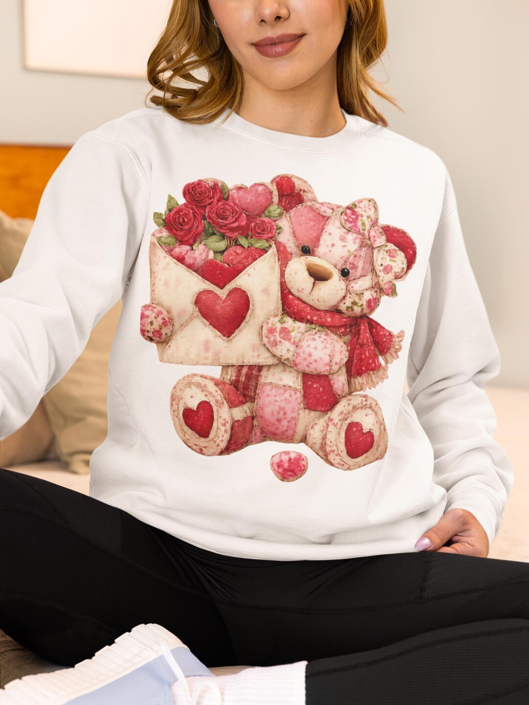 Patchwork Valentine Teddy Bear PNG – Quilted Cozy & Romantic Bear ...