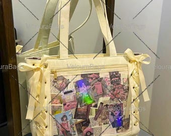 Bolso Ita con cordones y cinta, bolso para exhibir pines de anime