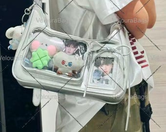 Bolso transparente para el dolor, bolso de hombro, bolso de mujer, versión pequeña para tarjetas, bolso cruzado bidimensional D