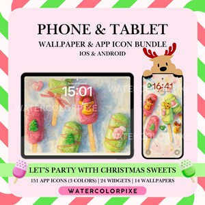 2# Watercolor Winter/Christmas App Icons Wallpaper & Widgets | Sweet Foods, Colorful Theme (Digital Download)