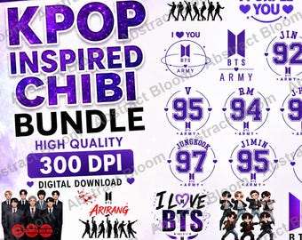 Kpop inspired Chibi Random Collection Bundle (22 PNG's), Printable Character Freebies for Fans (Digital Download)