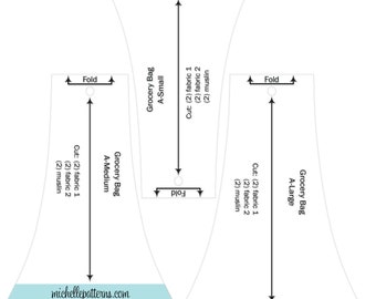 Grocery Bag Handle Templates Set of 3, sewing, sewing notion, sewing gift, tote bag template, sewing template, easy sewing, beginner sewing