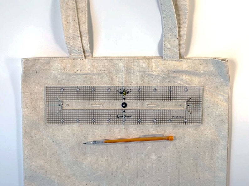 Quick Pocket 8 inch Zipper Opening, tote bag pattern ruler, apron pocket, upholstery ruler, pillow zip, zipper pouch sewing pattern template image 6