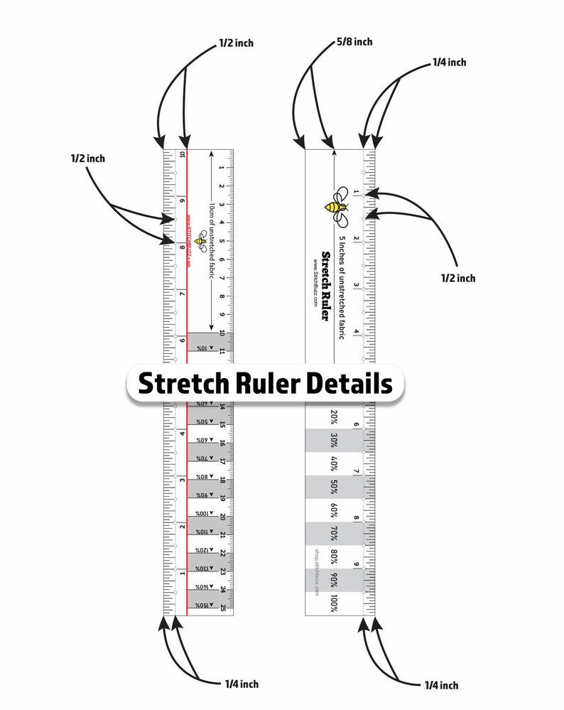 Dual-unit Knit Fabric Stretch Ruler: Metric & Inches for Sewing ...