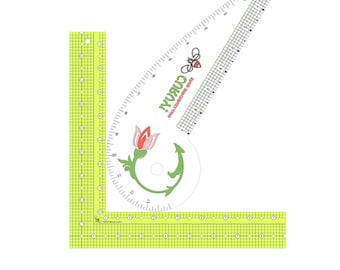 L Square and Curvy Combo Sewing Ruler Set– Acrylic Tailor Tool, Fashion Design