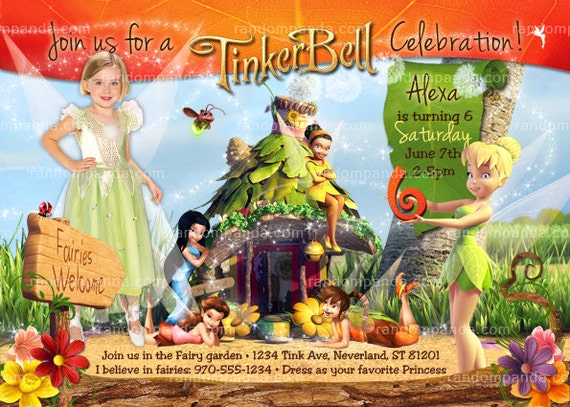 Digital Delivery, Personalize Tinkerbell Invitation, Tinkerbell Party, Tinkerbell Fairy Invite Il_570xn