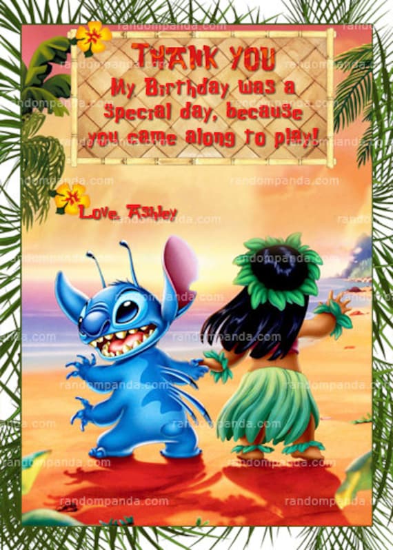 Lilo and Stitch Thank you Card, Lilo and Stitch Party, Birthday Thank you Note Il_570xn