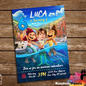 Digital Delivery, Personalize Funny Sea Monster Luca Party Invitation