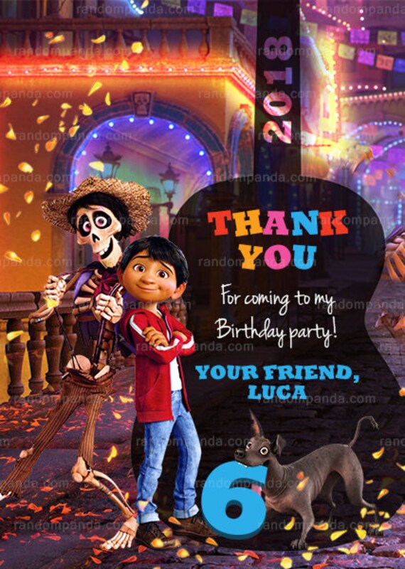 Digital Delivery, Coco Thank You Card, Miguel and Hector Party, Coco Birthday Thanks Note Il_570xn