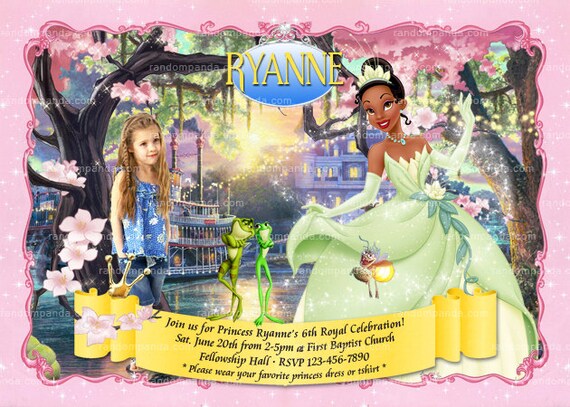 Digital Delivery, Personalize Princess and the Frog Invitation, Princess Party, Tiana Birthday Invite Il_570xn