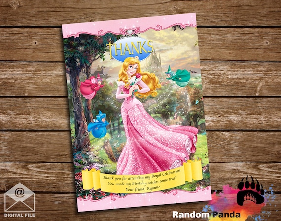 Digital Delivery, Sleeping Beauty Thank You Card, Princess Aurora Party Thanks Note Il_570xn