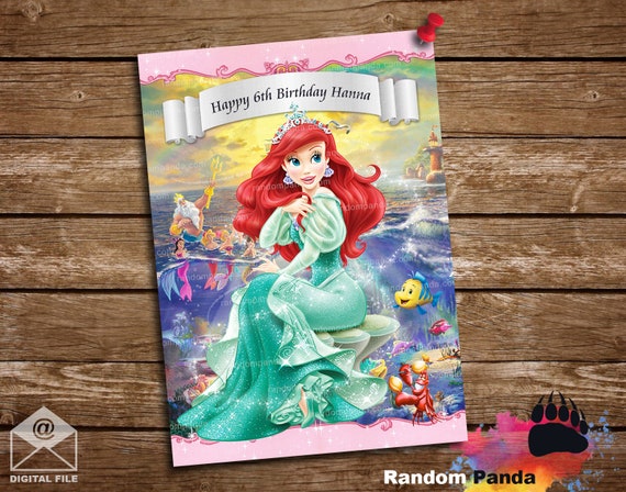 Digital Delivery, Princess Ariel Poster, Little Mermaid Party Backdrop Il_570xn