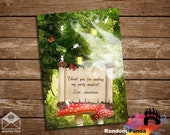 Digital Delivery, Red Fairy Thank You Card, Fairy Party, Enchanted Forest Thanks Note Il_170x135