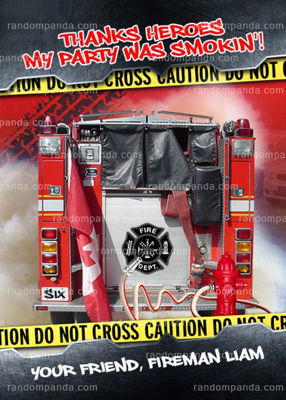 Firefighter Thank You Card, Fireman Party Thank you Note, Firemen Thanks Il_570xn