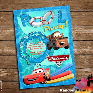 DIGITALE DATEI, Cars Pool Party Einladung, Cars Bday Party, Lightning McQueen Birthday Invite