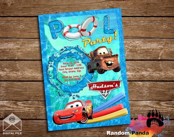 Disney Cars Invitation Chalkboard Lightning Mcqueen Birthday 