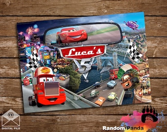 DIGITAL FILE, Mack Truck Cars Bday Party Poster, Lightning McQueen Birthday Backdrop Banner