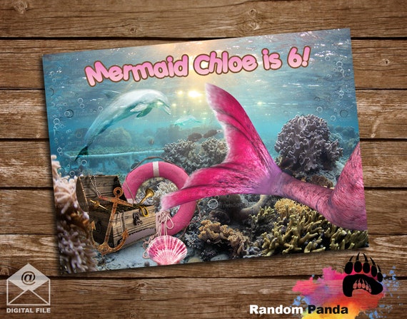 Digital Delivery, Mermaid Poster, Under The Sea Dolphin Party Backdrop Il_570xn