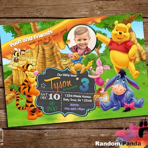 Digital Delivery, Personalize Winnie and the Pooh Party Invitation, Tigger Birthday Invite