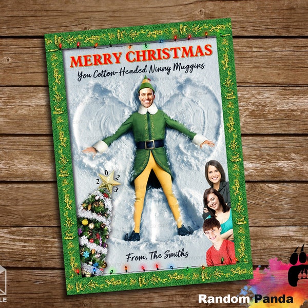 Digital Delivery, Funny Elf Christmas Card, Elf Holiday Family Portrait
