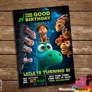 Digital Delivery, The Good Dinosaur Invitation, Prehistoric Good Dinosaur Invite, Spot Birthday Party