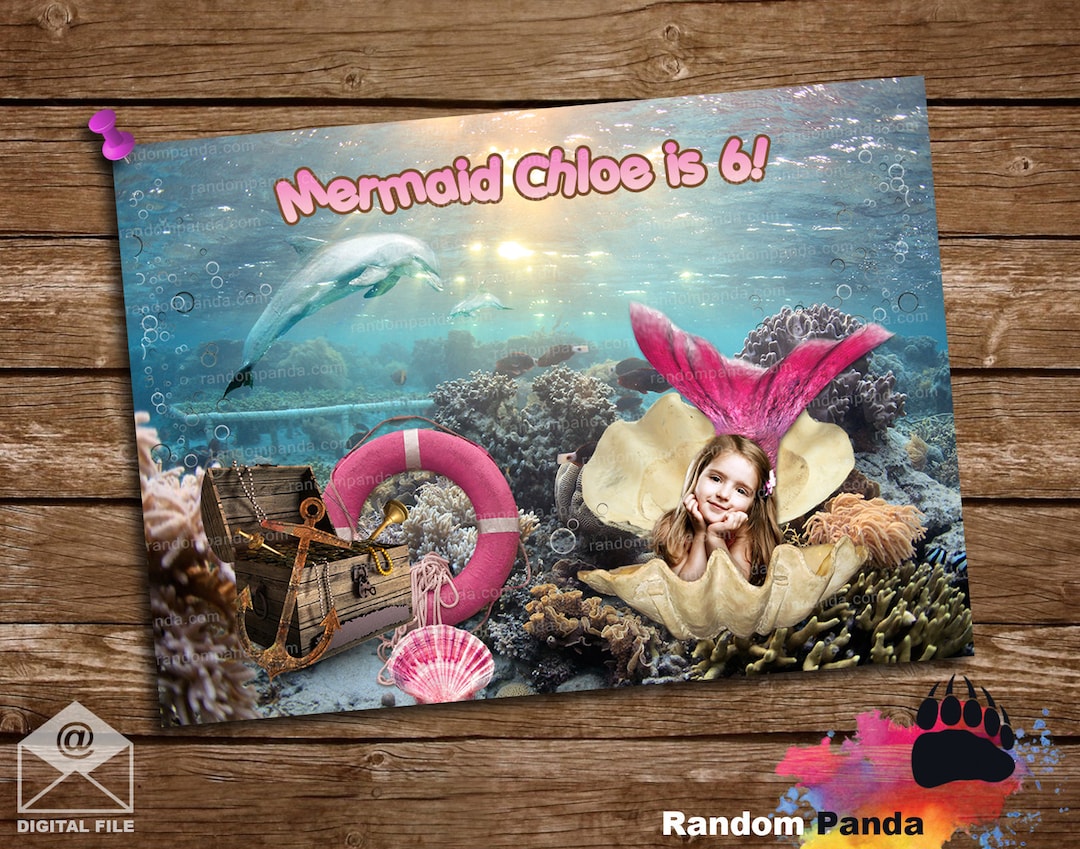 Mermaid Posts DIGITAL FILE, Funny Mermaid in a Shell Portrait Poster, Under the Sea ...