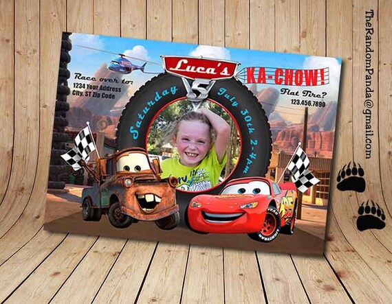 Personalize Cars Invitation, Mater Party, Lightning McQueen Invite Il_570xn