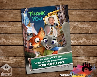 Entrega digital, Tarjeta de agradecimiento de Zootopia, Fiesta de Zootropolis, Nota de agradecimiento de cumpleaños de Zootopia