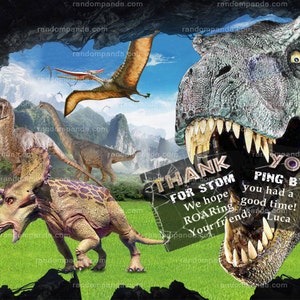 Digitale levering, Dinosaur Thank you Card, Dinosaurs T Rex Party, Jurassic Thank you Note
