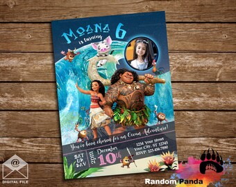 Entrega digital, invitación a la fiesta de cumpleaños de Moana, invitación a la fiesta de Maui