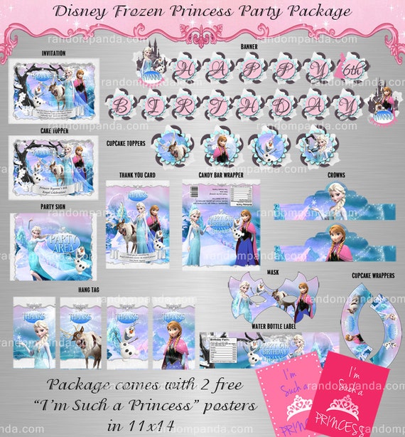 Digital Delivery, Frozen Birthday Package, Princess Elsa Party Bundle, Olaf Party Il_570xn