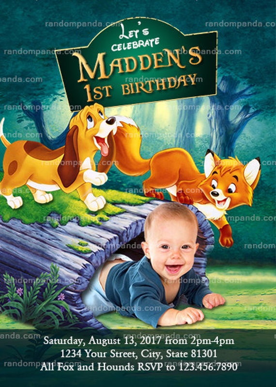 Digital Delivery, Personalize Fox and the Hound Invitation, Fox Birthday Party Invite Il_570xn