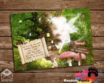 Digital Delivery, Pink Fairy Invitation, Fairytale Party, Pixie Enchanted Forest Invite