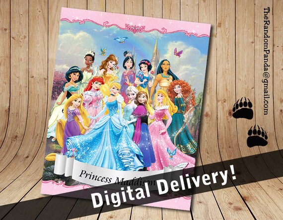 Personalize Kids Poster, Disney Princess Poster, All Princesses Wall Art Il_570xn