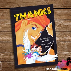 DIGITAL FILE, Hercules Thank You Card, Hercules Party Birthday Thanks Note