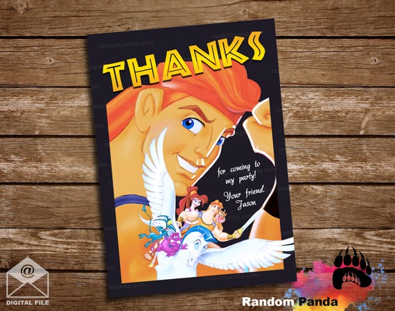 Digital Delivery, Hercules Thank You Card, Hercules Birthday Thanks Note Il_570xn