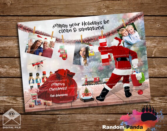 Digital Delivery Funny Christmas Card, Santa Sanitizing Photos, Toys and Xmas Decorations 2020 Il_570xn