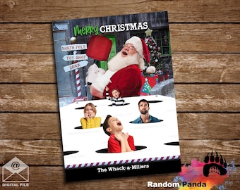 Digital Delivery  Funny Christmas Card, Santa Whack a Family